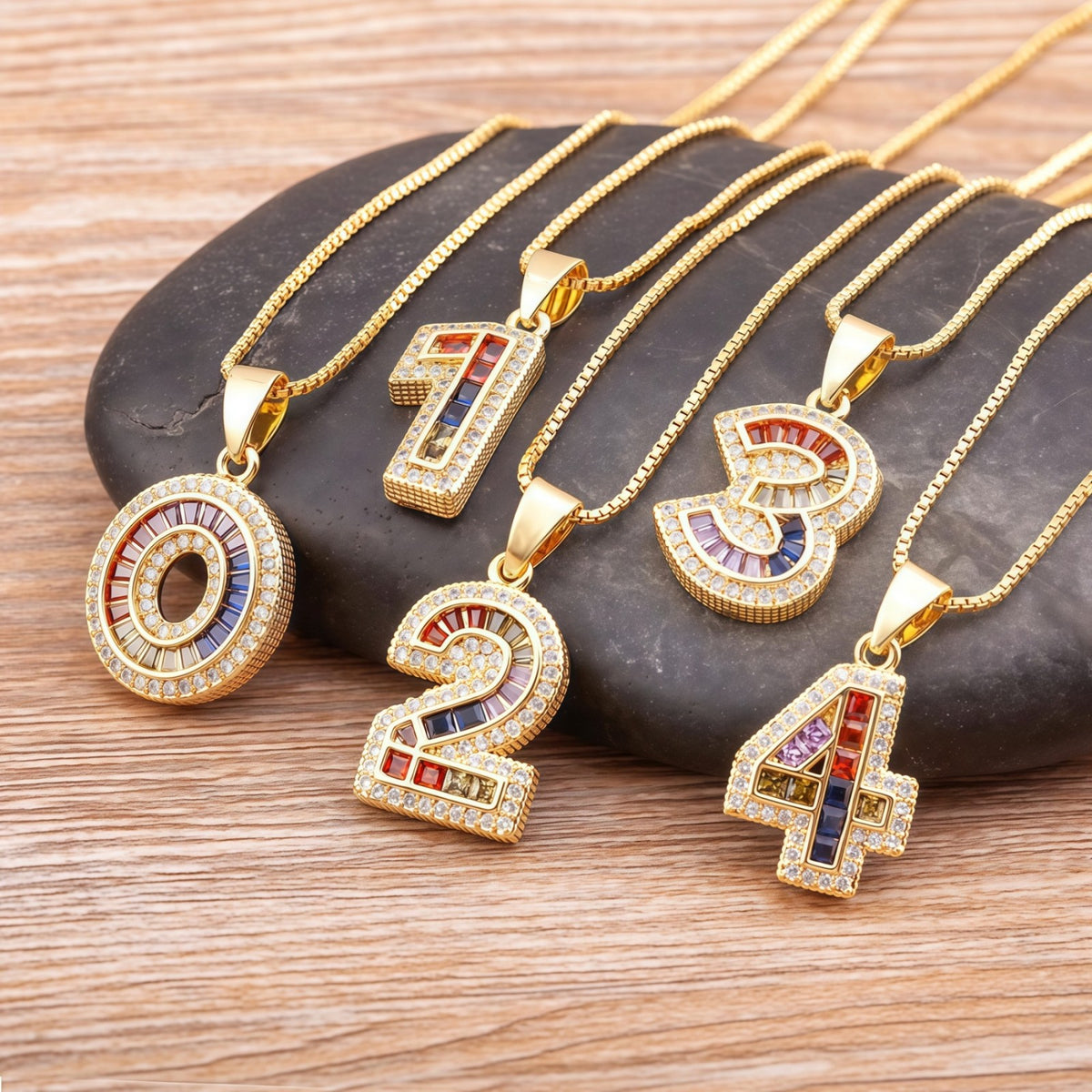18k Classy Number Pendant Necklace