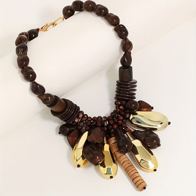Boho Blue Teardrop Statement Necklace