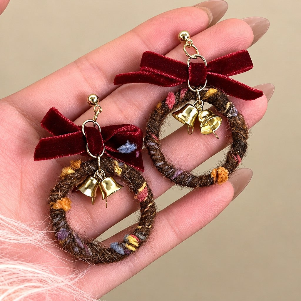 Romantic Red Velvet Bow Earring Set