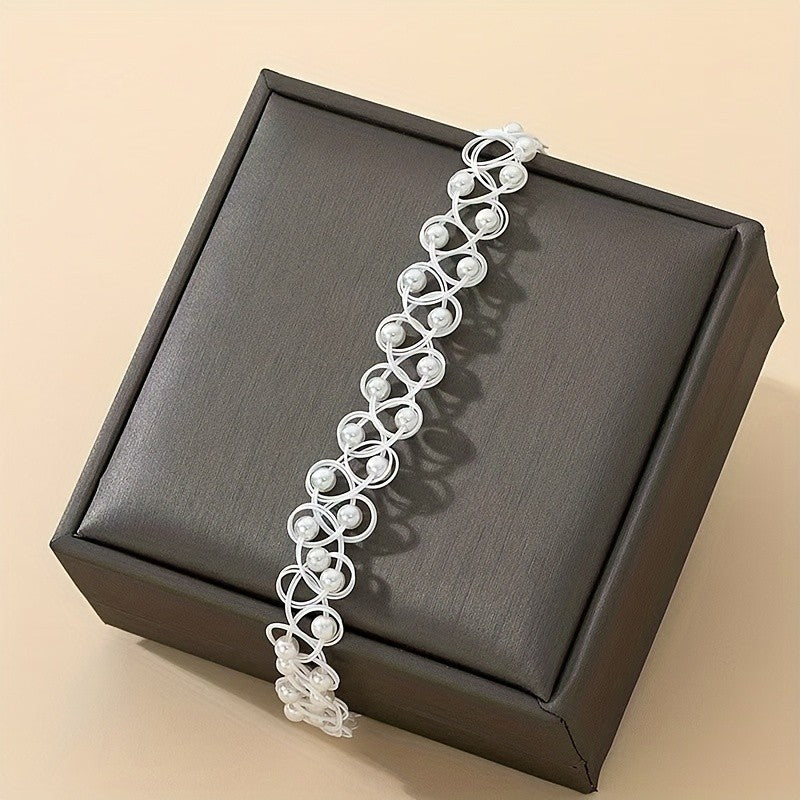 Boho Woven Pearl Choker Necklace