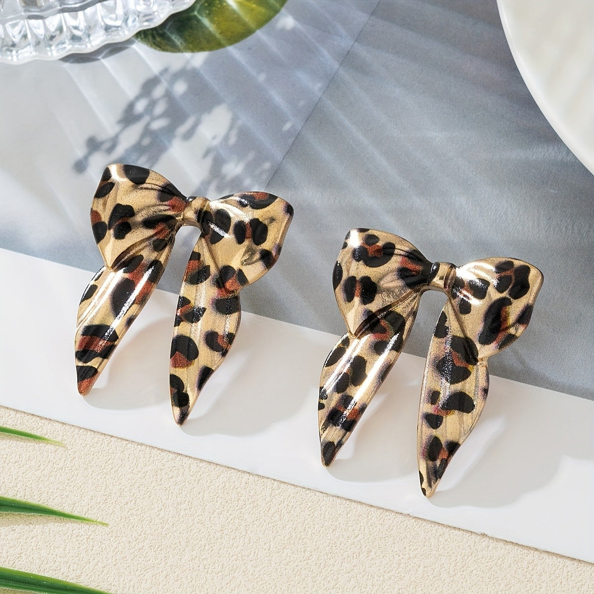 Classy Leopard Print Bow Earrings