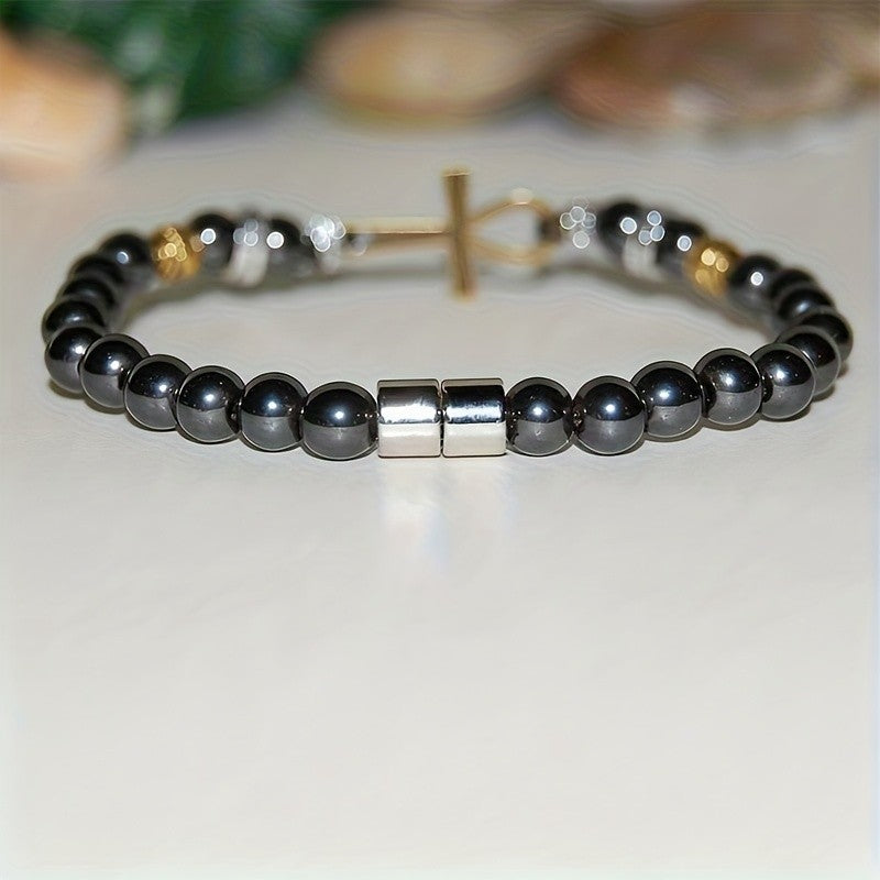 Vintage Ankh Cross Bead Bracelet