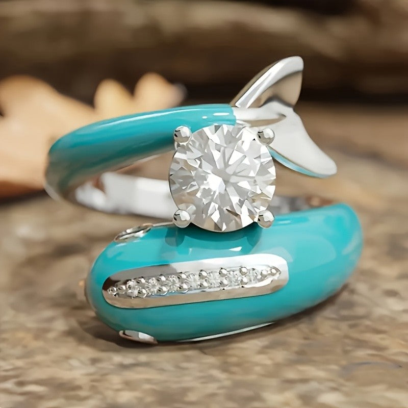 Dainty Turquoise Dolphin Ring