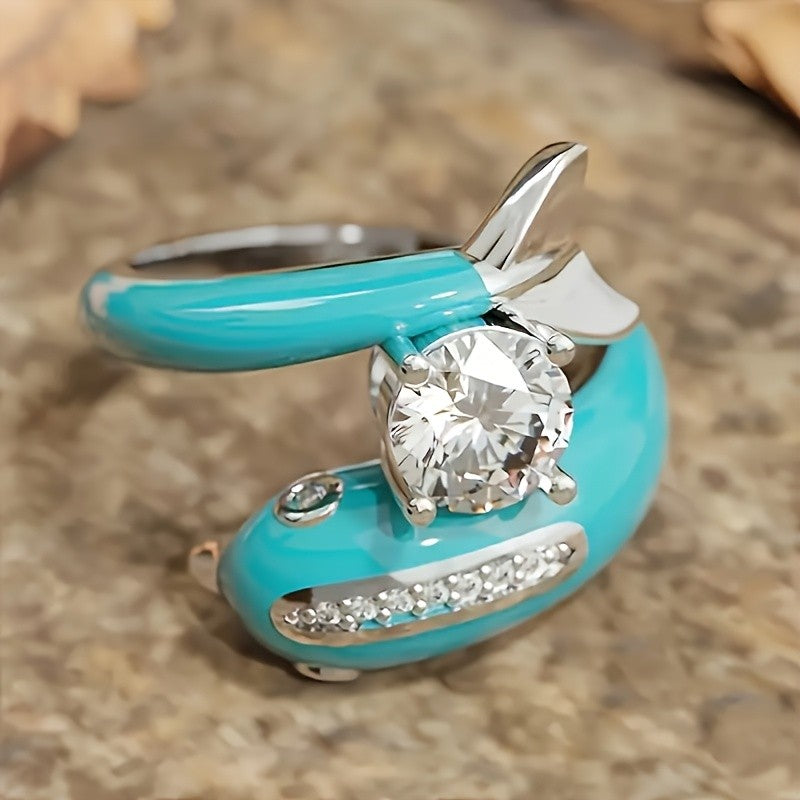 Dainty Turquoise Dolphin Ring