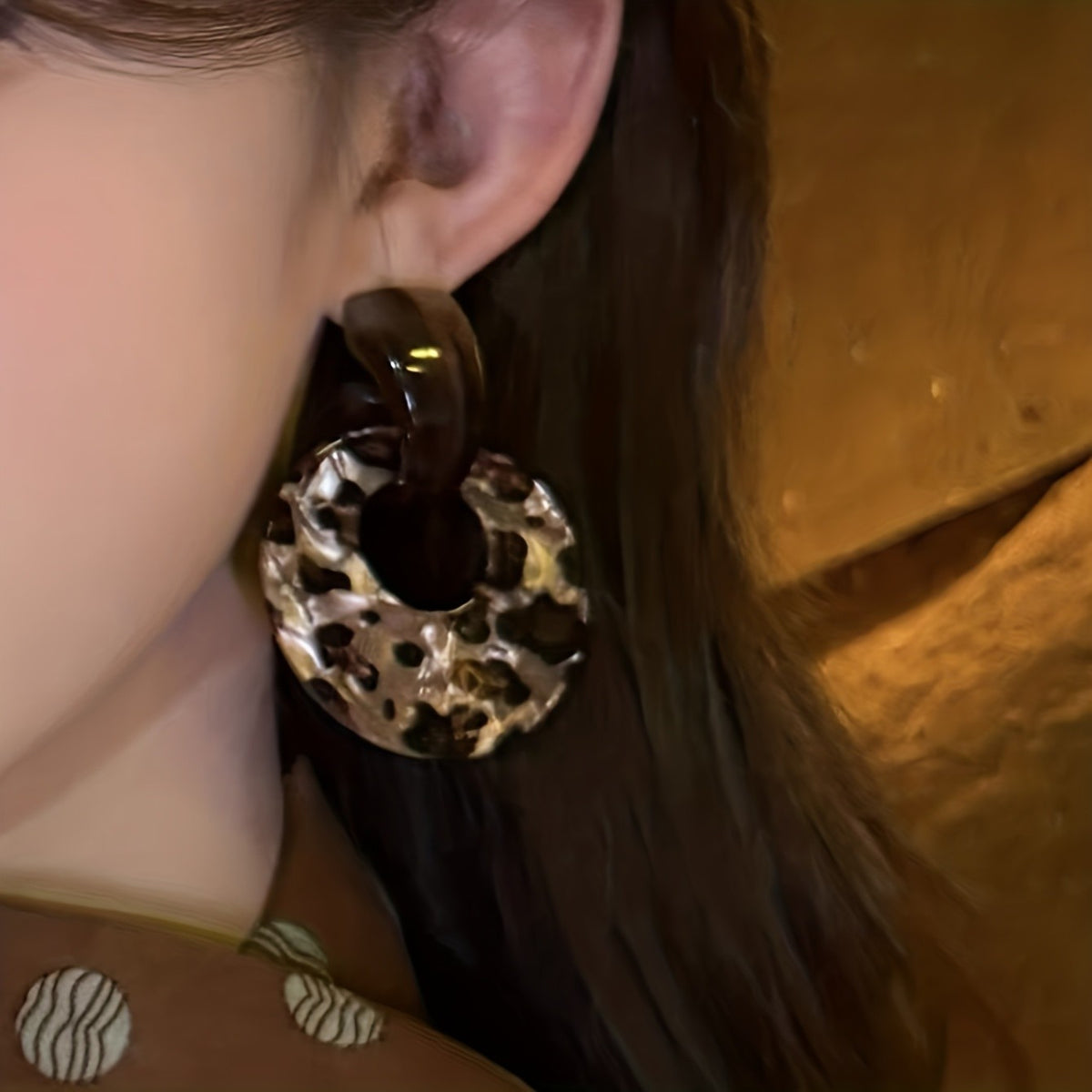 Vintage Leopard Print Resin Hoop Earrings
