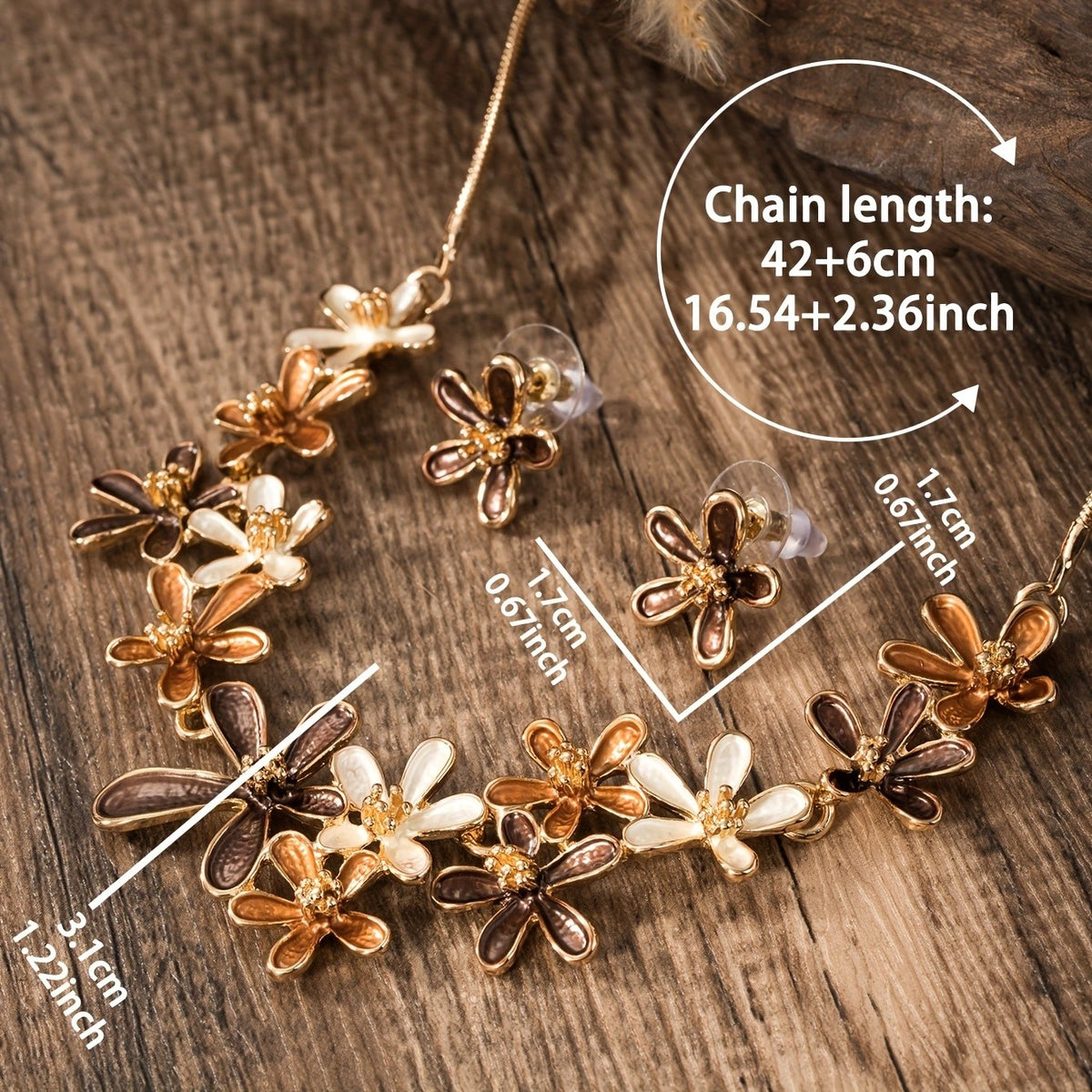 Boho Enamel Flower Necklace Set