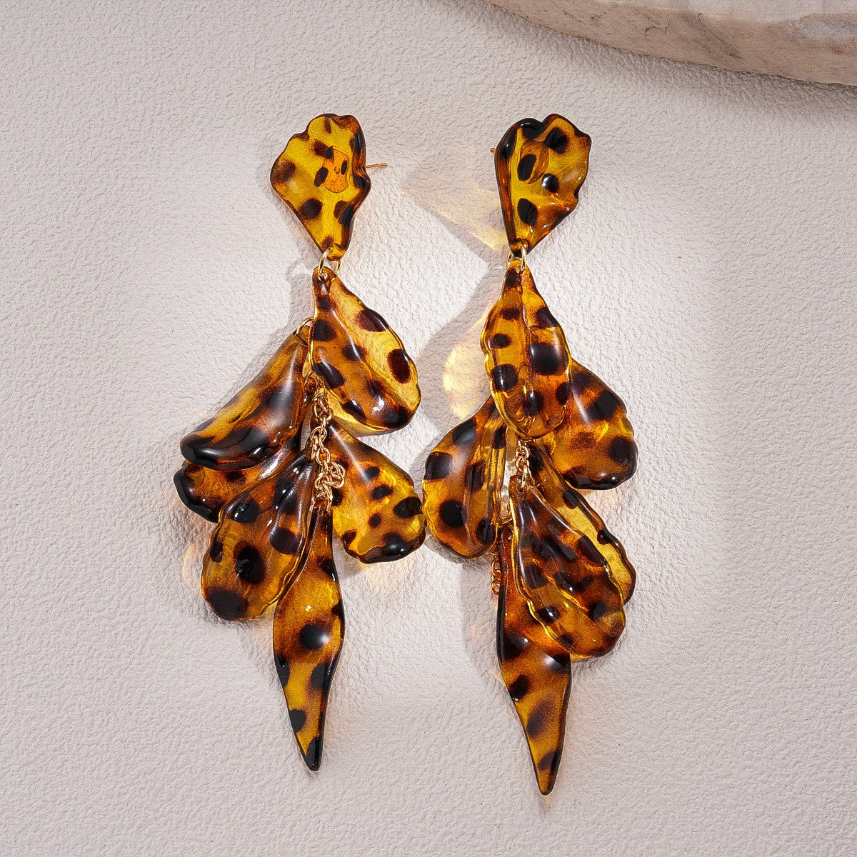 Leopard Print Acrylic Petal Drop Earrings