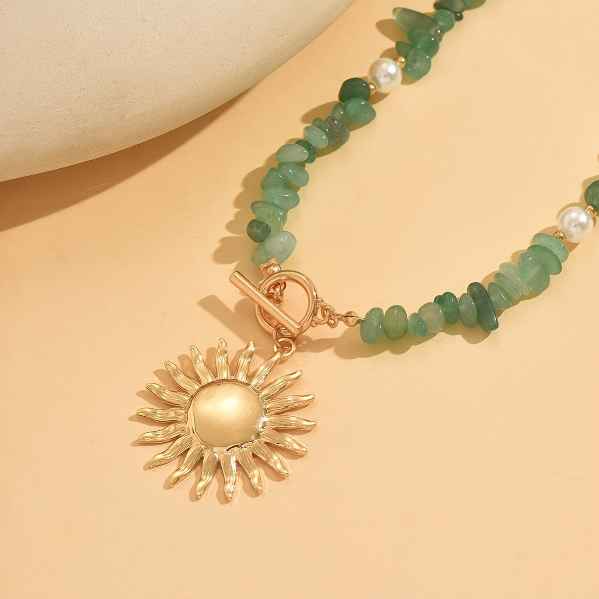 Dainty Green Stone Sun Necklace