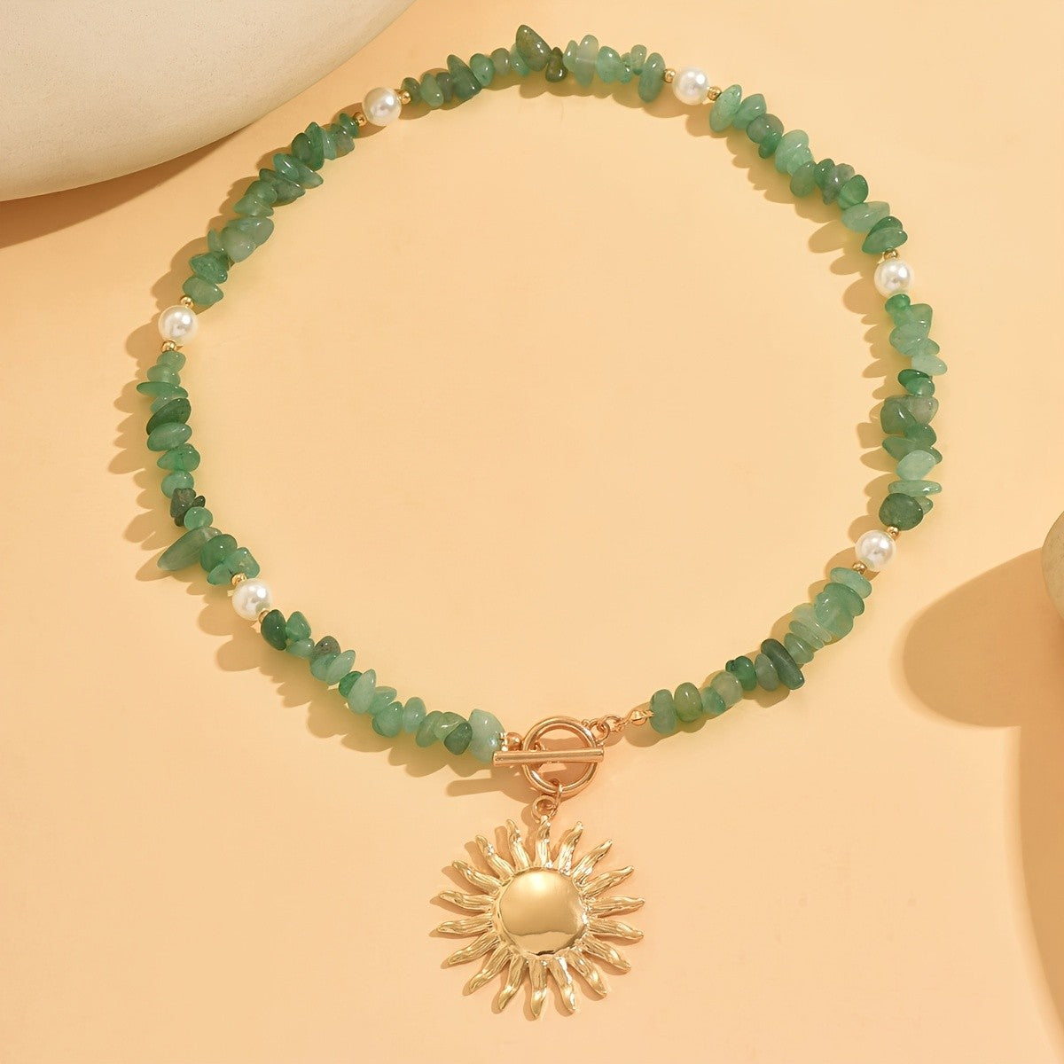 Dainty Green Stone Sun Necklace
