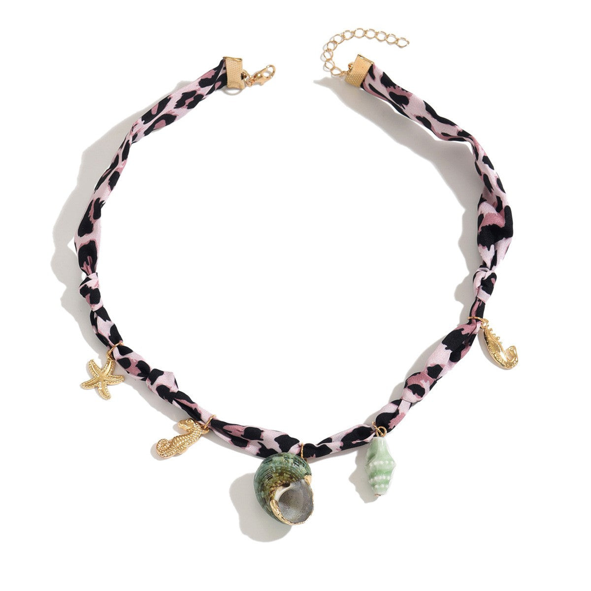 18k Boho Floral Scarf Charm Necklace