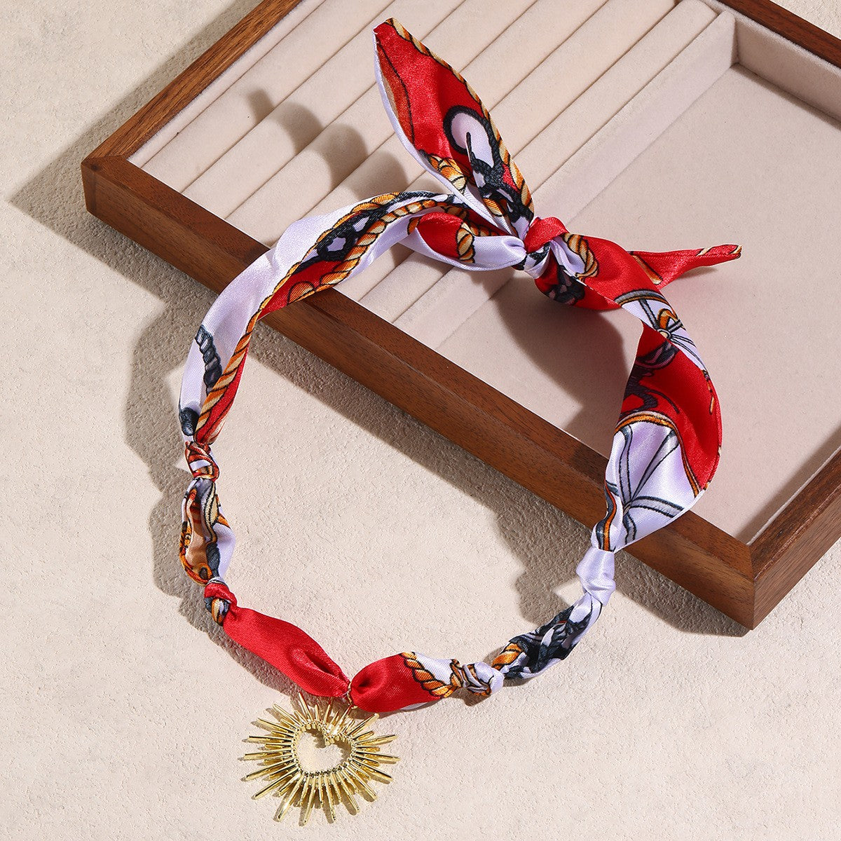 18k Boho Green Scarf Multi-Charm Necklace