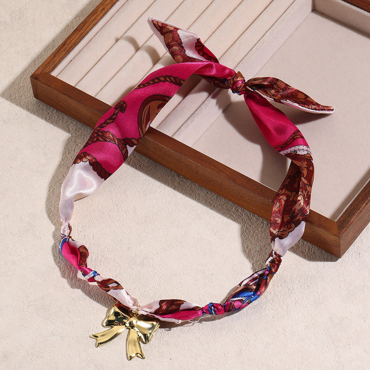 18k Boho Green Scarf Multi-Charm Necklace