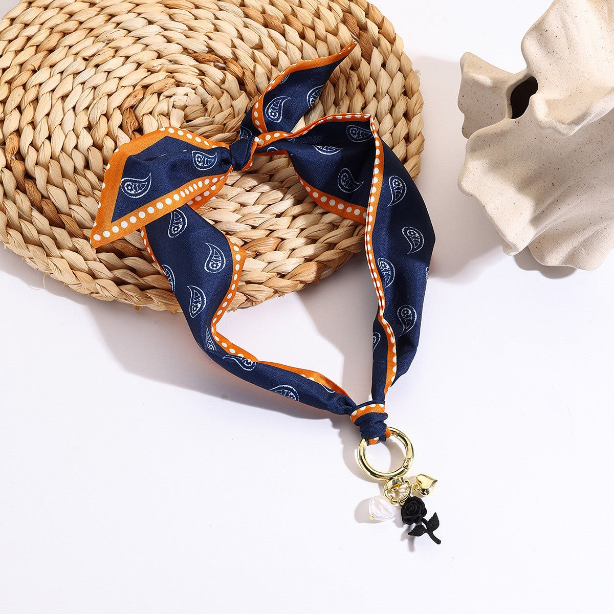 18k Boho Green Scarf Multi-Charm Necklace