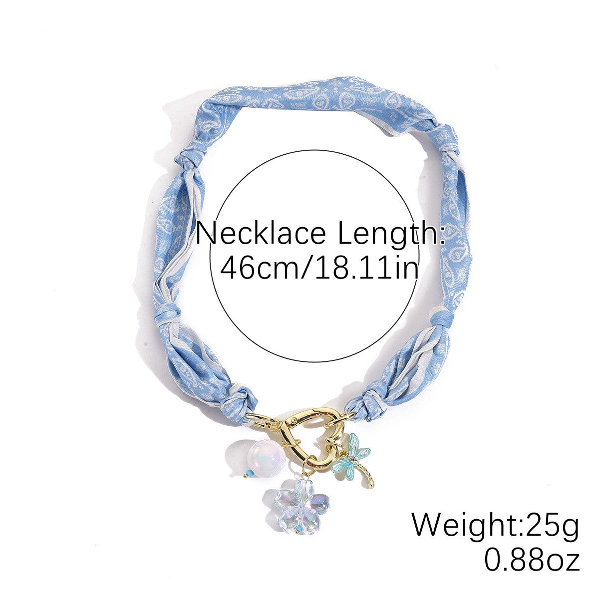 18k Boho Green Scarf Multi-Charm Necklace