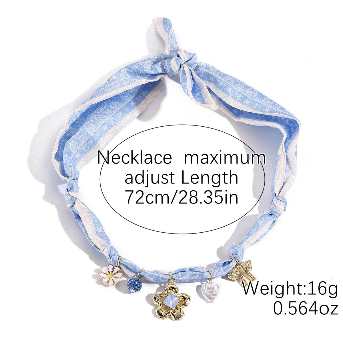 18k Boho Green Scarf Multi-Charm Necklace