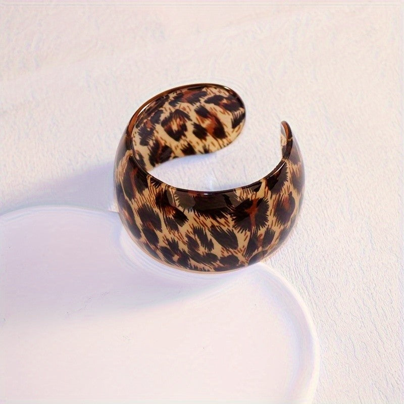 3pc Boho Leopard Print Resin Bangle Set