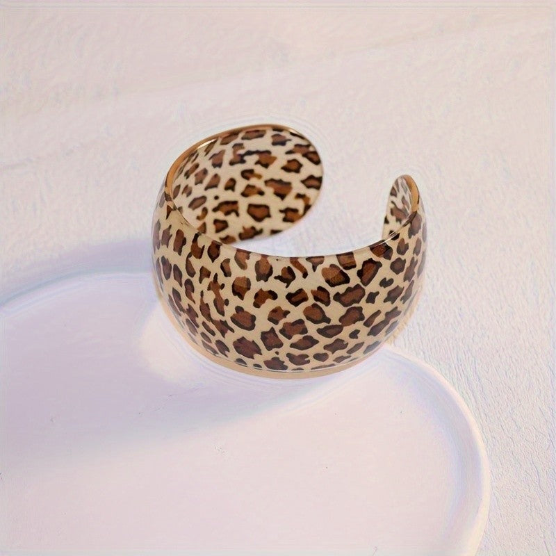 3pc Boho Leopard Print Resin Bangle Set