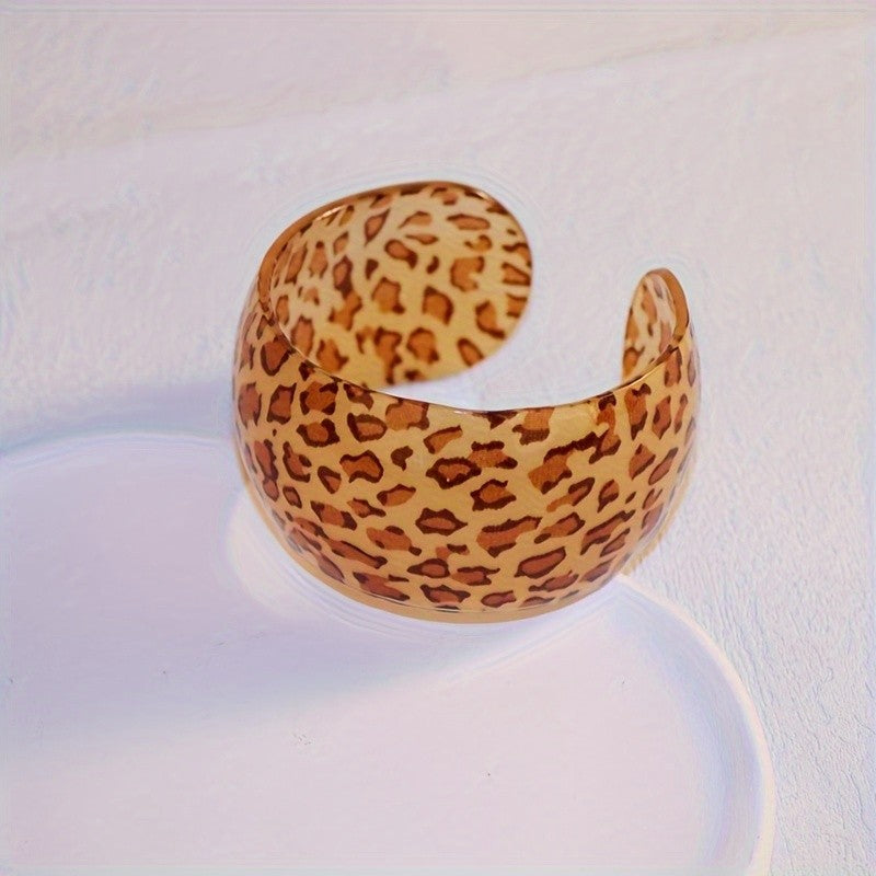 3pc Boho Leopard Print Resin Bangle Set