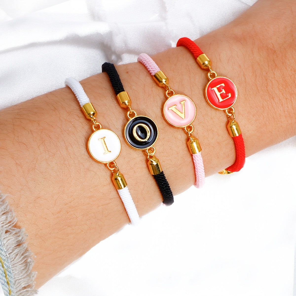 14k Dainty Woven Initial Bracelet