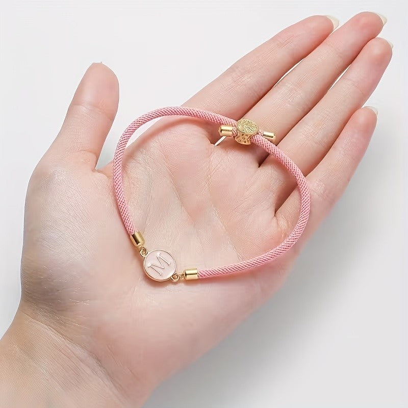 14k Dainty Woven Initial Bracelet