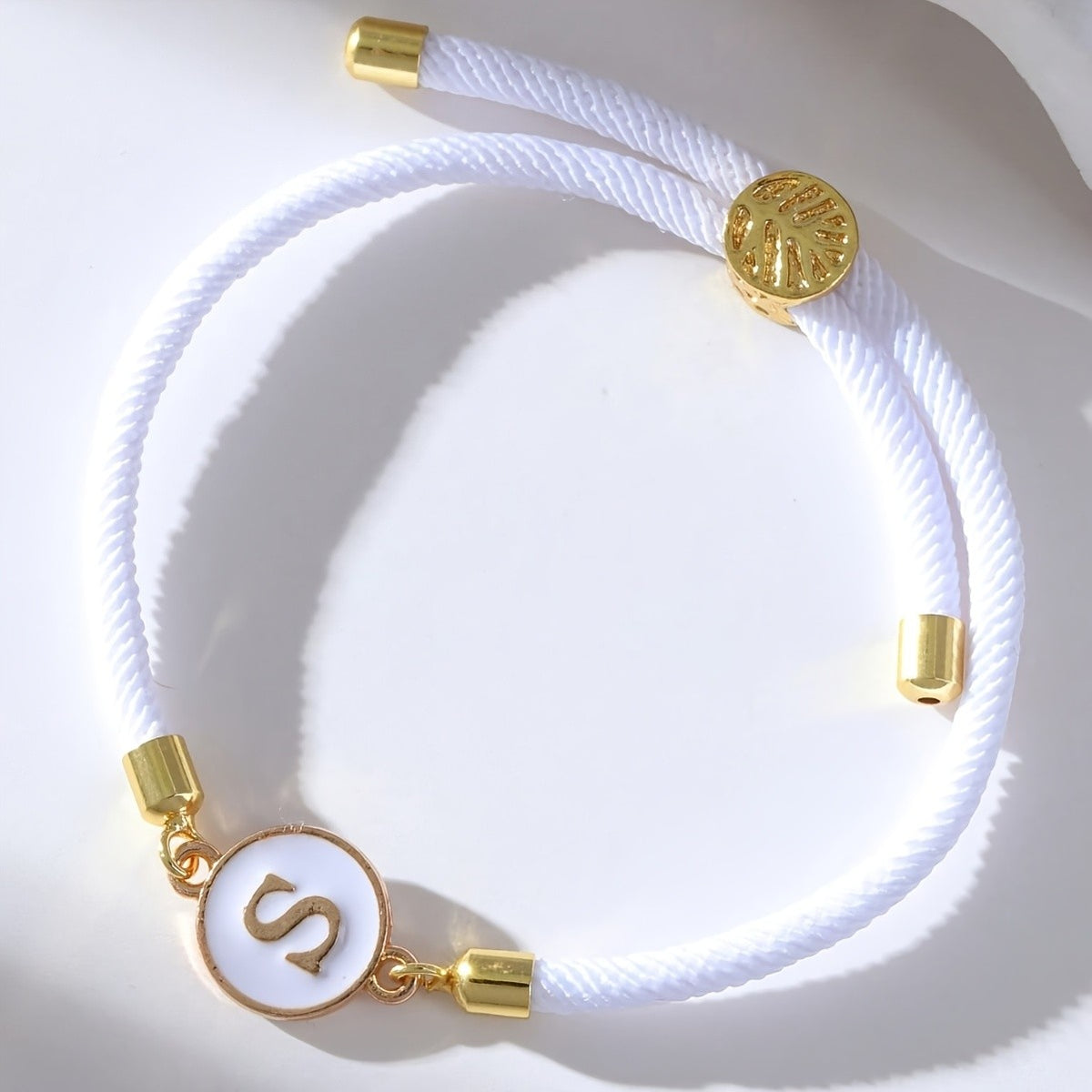 14k Dainty Woven Initial Bracelet