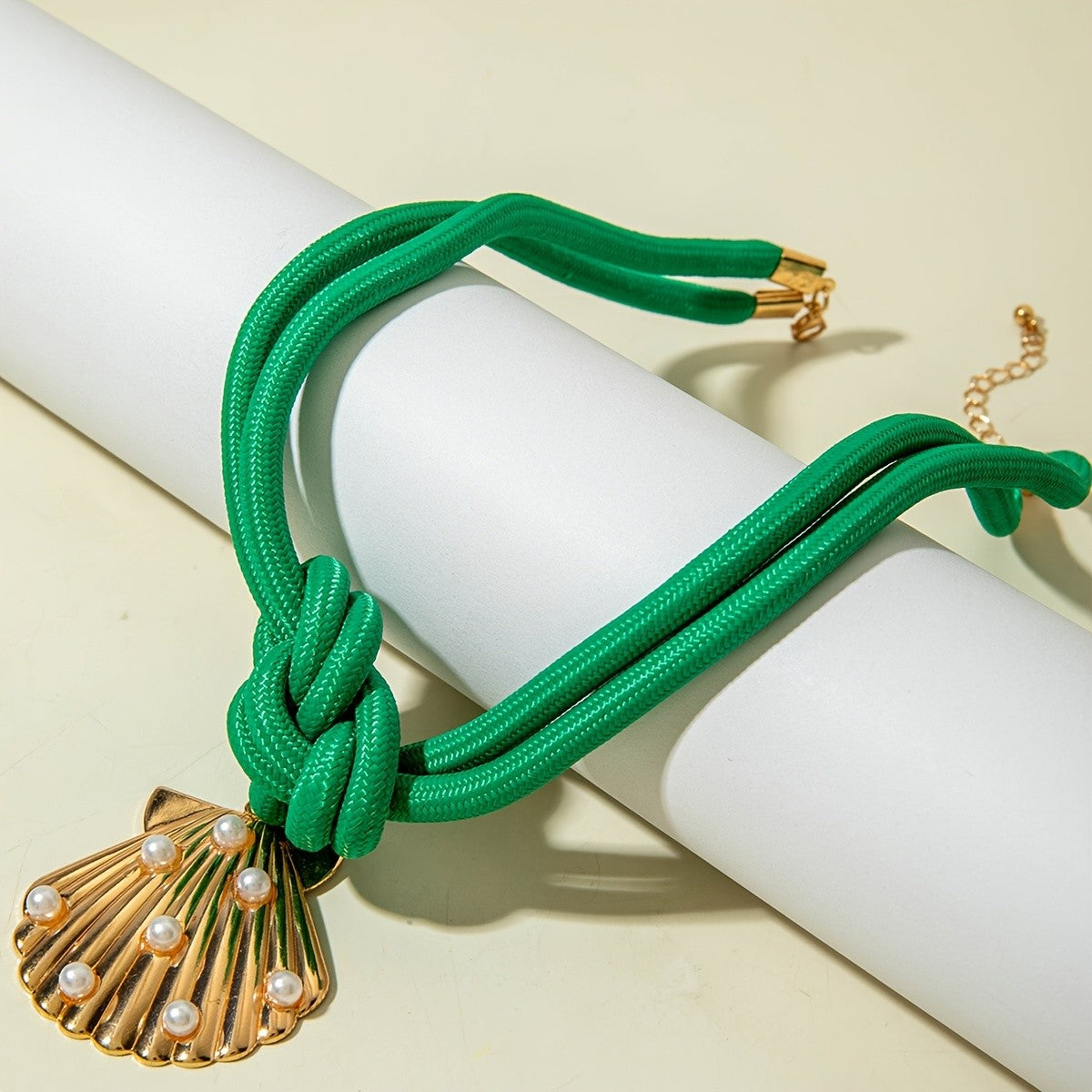 Boho Knotted Cord Leaf Choker Necklace