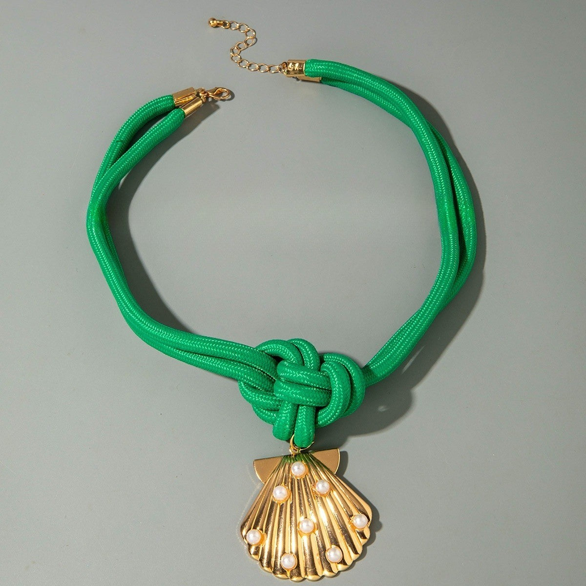Boho Knotted Cord Leaf Choker Necklace