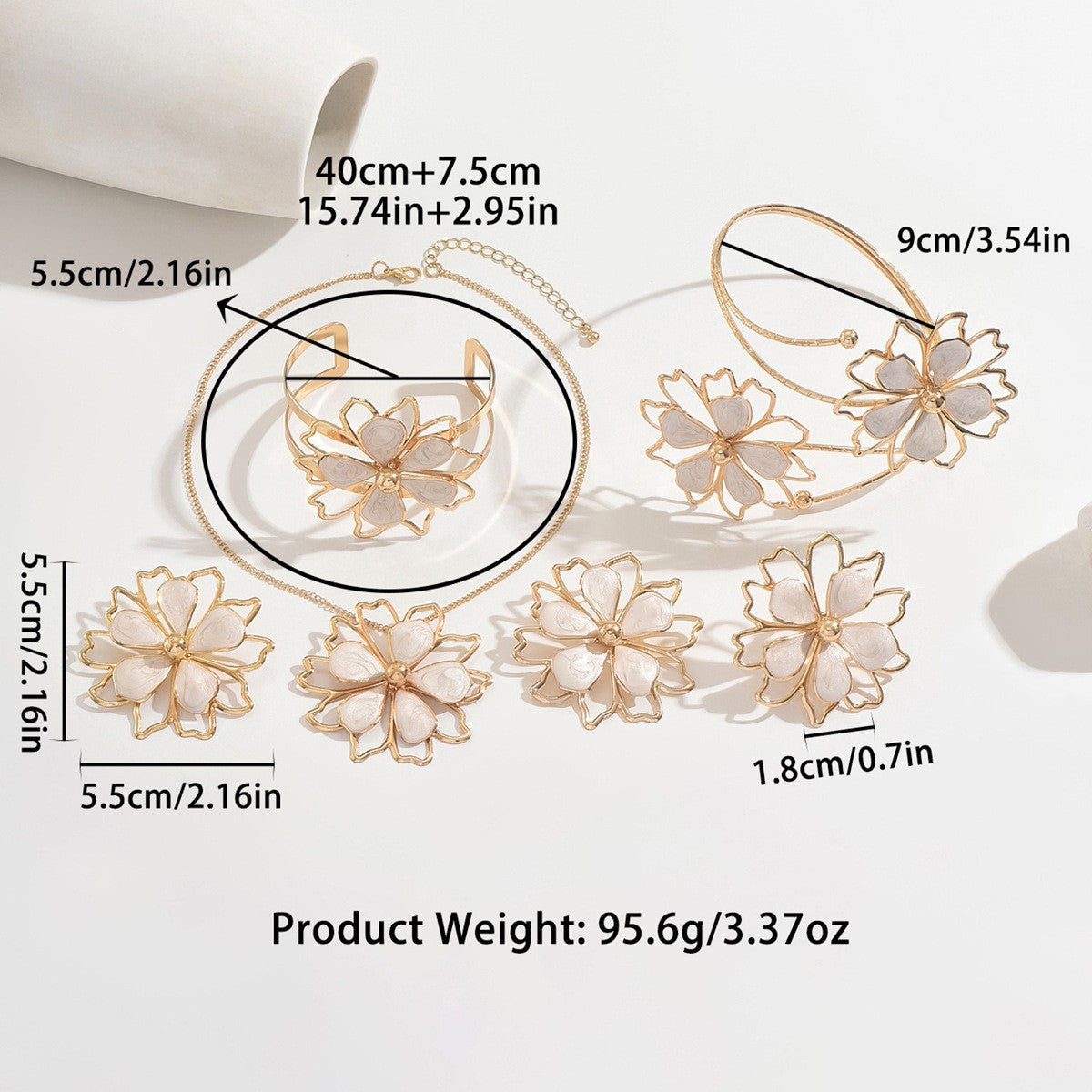 6pc Elegant Mother of Pearl Flower Jewelry Set