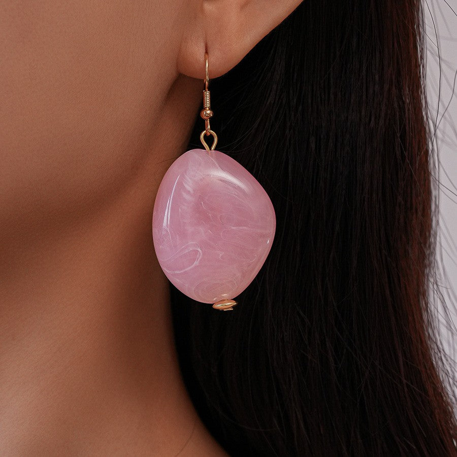 Romantic Pink Acrylic Oval Bead Necklace