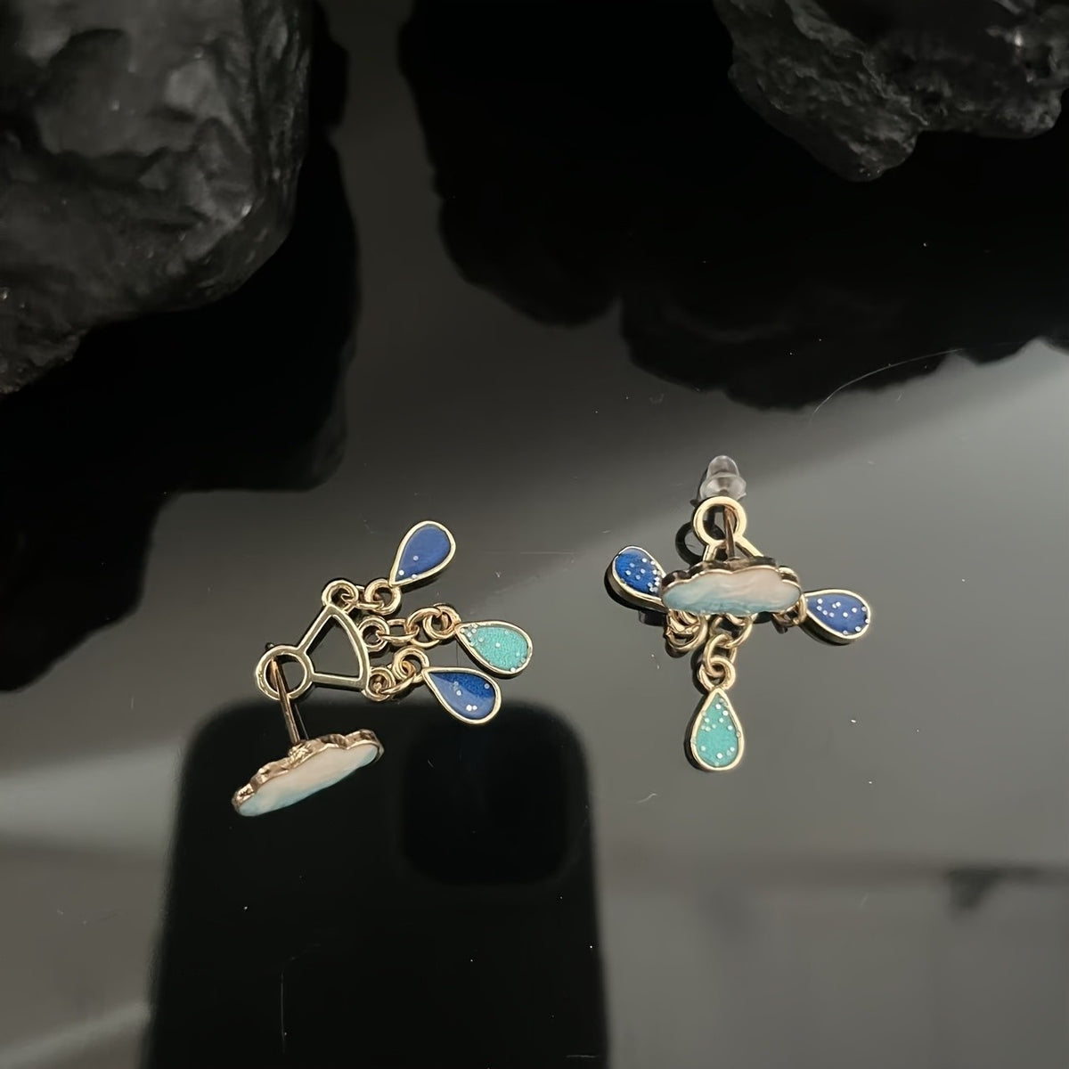 Dainty Cloud Raindrop Earrings