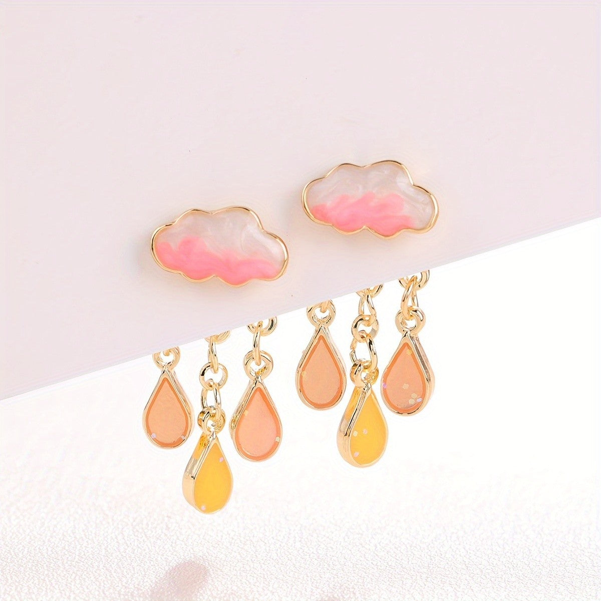 Dainty Cloud Raindrop Earrings