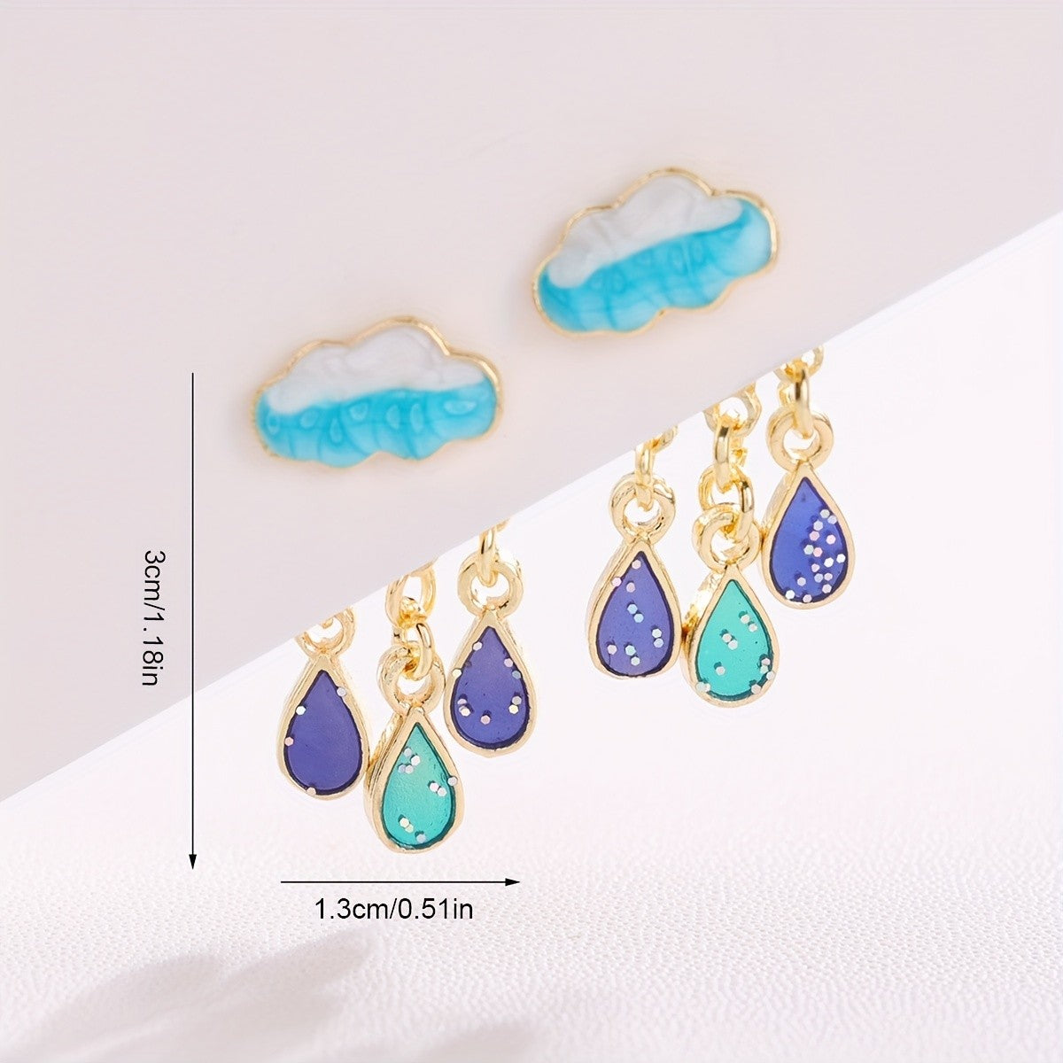 Dainty Cloud Raindrop Earrings