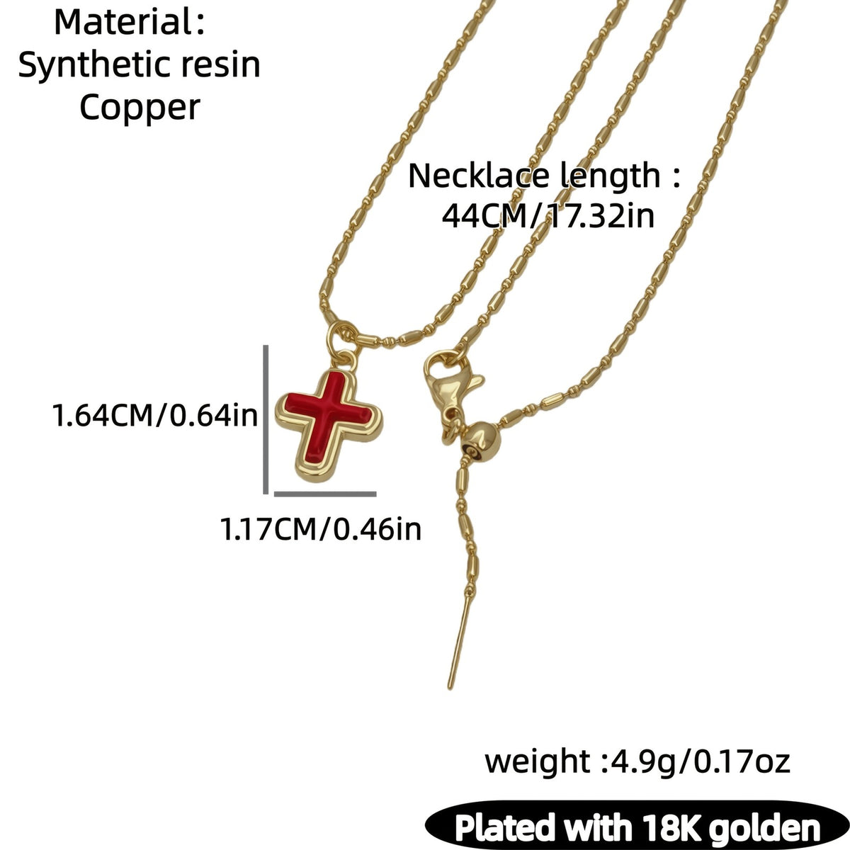 18k Dainty Enamel Cross Necklace