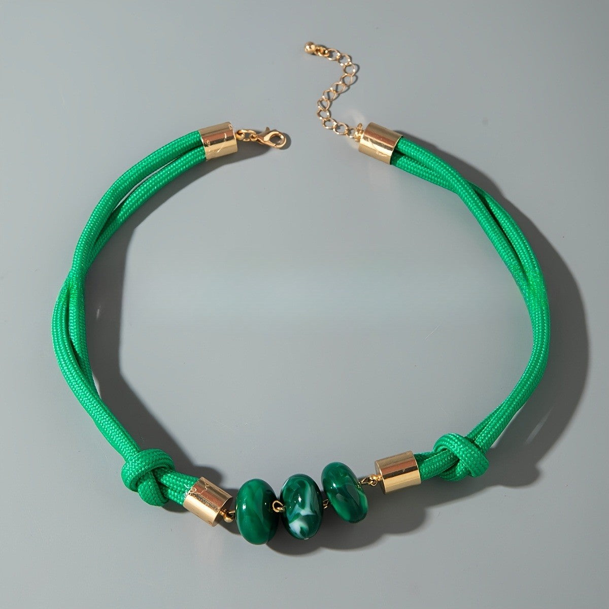 Elegant Emerald Woven Knot Choker Necklace