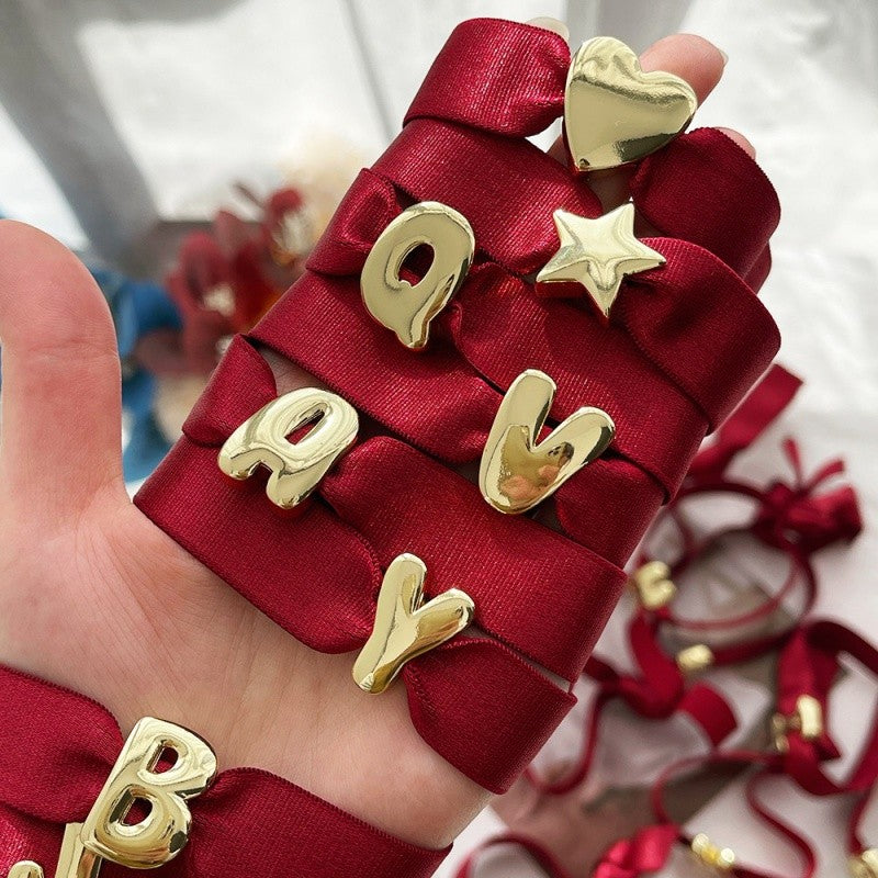 18k Elegant Red Velvet Letter Bracelet