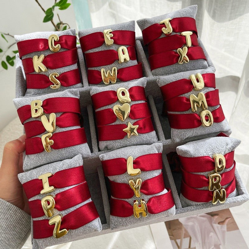 18k Elegant Red Velvet Letter Bracelet