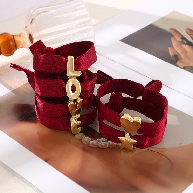 18k Elegant Red Velvet Letter Bracelet