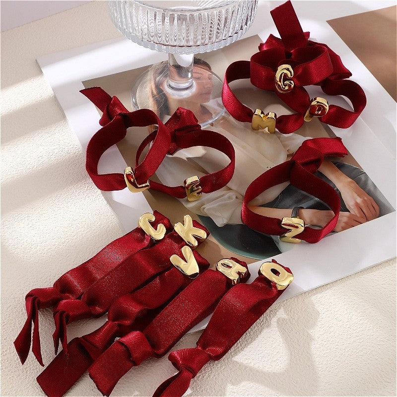 18k Elegant Red Velvet Letter Bracelet