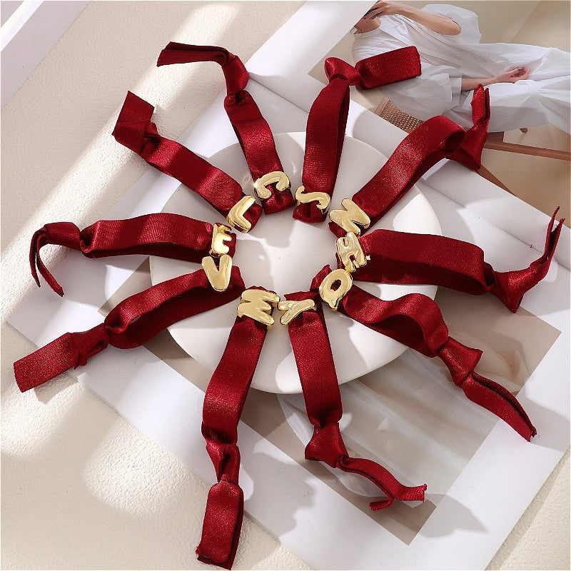 18k Elegant Red Velvet Letter Bracelet
