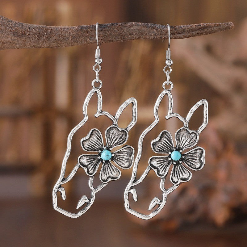 Vintage Floral Cow Drop Earrings