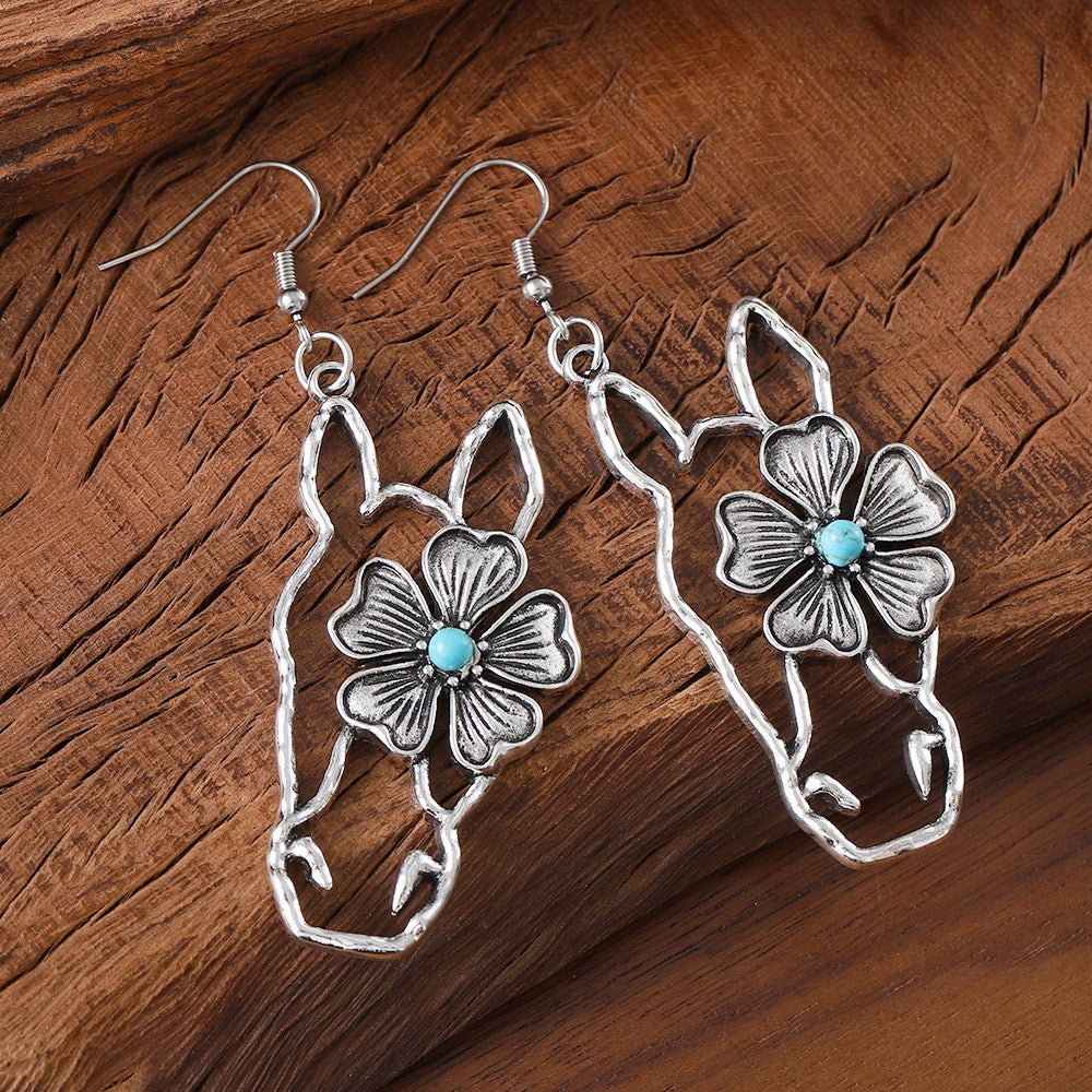 Vintage Floral Cow Drop Earrings
