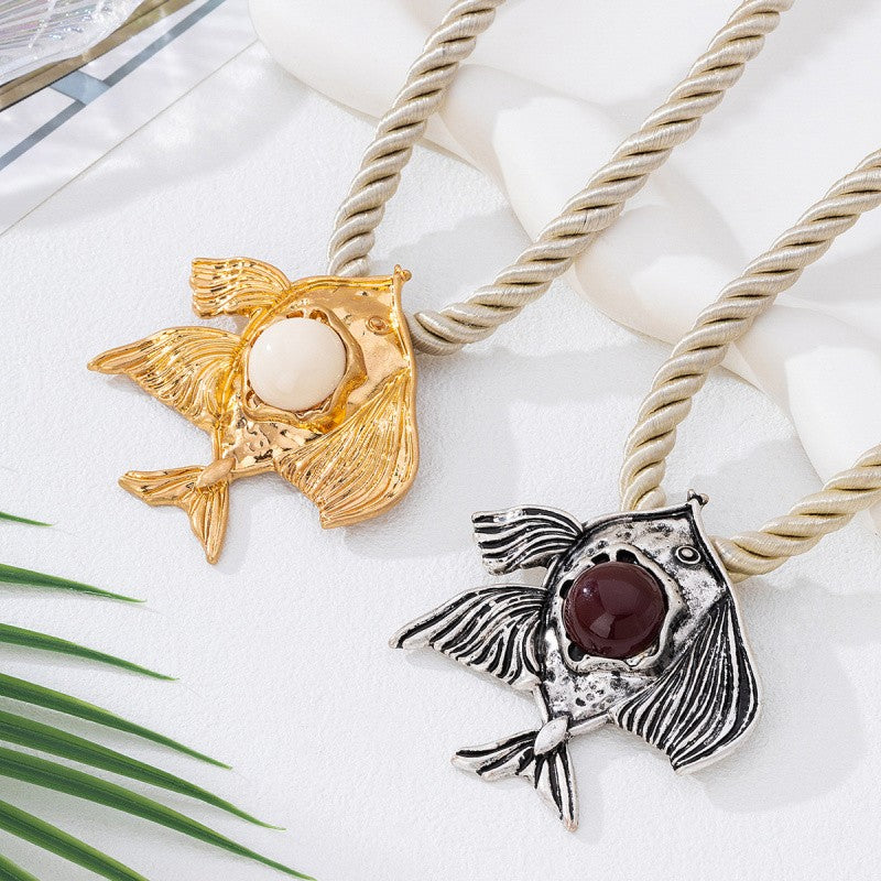 Elegant Fish Pearl Rope Necklace