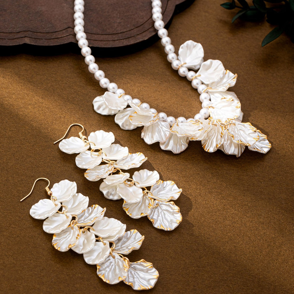 Vintage Layered Acrylic Petal Necklace & Earring Set