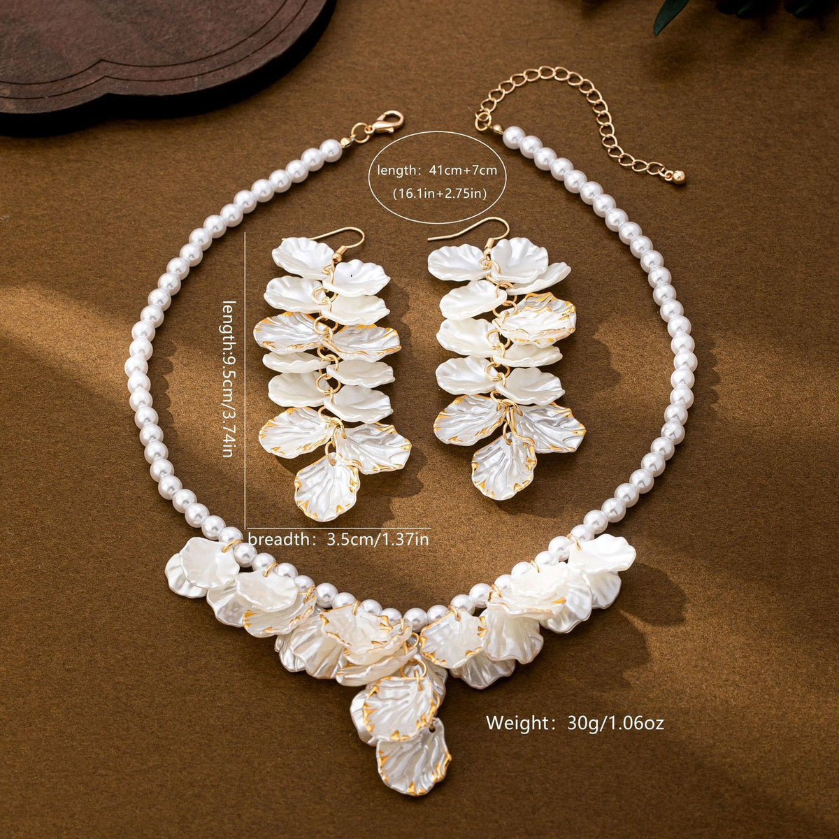 Vintage Layered Acrylic Petal Necklace & Earring Set