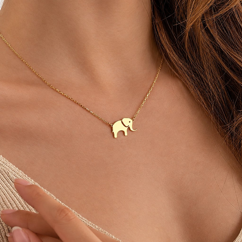 18k Dainty Elephant Necklace