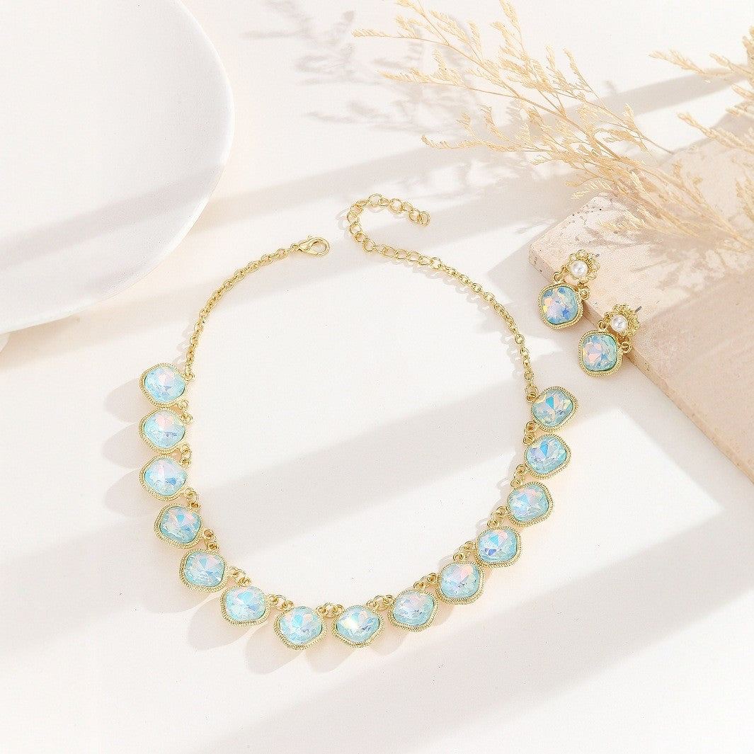 Classy Iridescent Opal Necklace & Earring Set