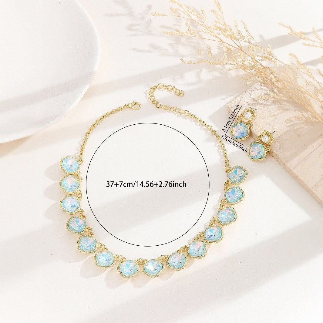 Classy Iridescent Opal Necklace & Earring Set