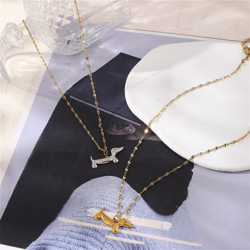 18k Elegant Dachshund Layered Necklace