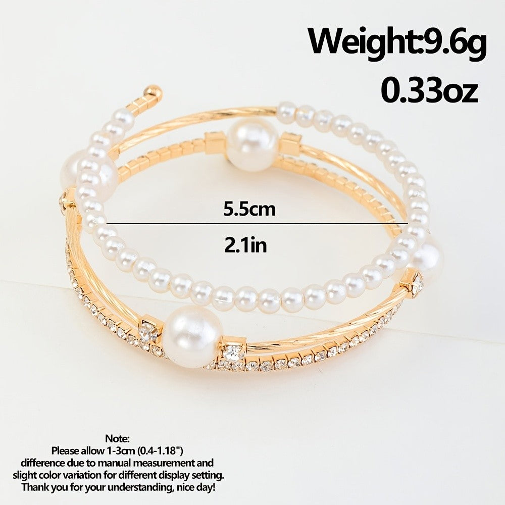 Elegant Pearl and Rhinestone Cuff Bracelet