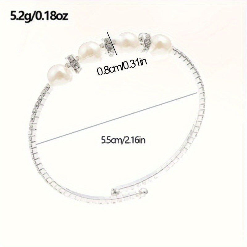 Elegant Pearl and Rhinestone Cuff Bracelet